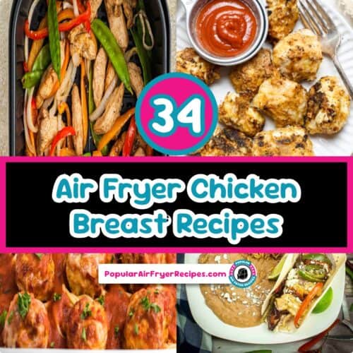 Delicious air fryer chicken recipes with vegetables and dipping sauce.